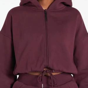 <b>Women's</b> Cotton Solid Hoodie Crop Sweatsuit Streetwear Style Summer Outfit-Lightweight Breathable Eco-Friendly Fabric - Product Image 3