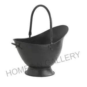 Cubo de carbón de accesorios de chimenea de hierro de metal con estilo nuevo de alta calidad con acabado negro mate a precio barato de la India - Product Image 1
