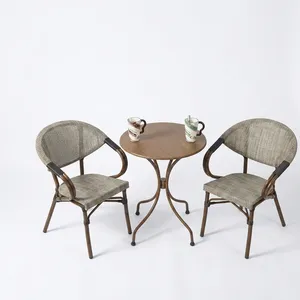 Bespoke Bistro Furniture Set <b>Garden</b> Sets with Wicker Chairs and Round <b>Table</b> for Stylish Outdoor Patio Dining Spaces Decks - Product Image 4
