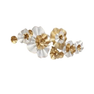 Nordic Style 3D Metal <b>Wall</b> <b>Decor</b> Gold and White Floral Iron <b>Wall</b> Sculpture Elegant Handmade Leaf <b>Wall</b> Art for Luxury Interior - Product Image 4