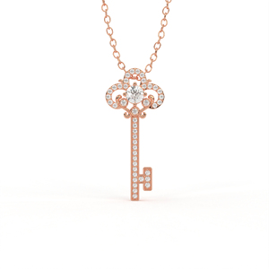 Collier pendentif clé en or 14 carats avec diamant cultivé en laboratoire certifié IGI Aarinya, accent diamant, bijoux classiques pour femmes, idéal pour un cadeau quotidien - Product Image 6