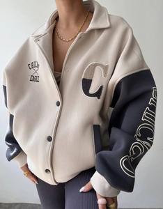 Chaqueta de Béisbol Varsity de Alta Calidad para Hombre y Mujer, Estilo Letterman, Holgada, de Piel de Oveja y Algodón, Resistente al Viento - Product Image 5
