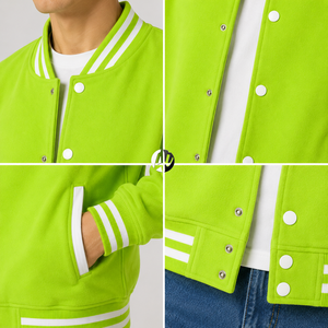 เสื้อแจ็คเก็ตแฟชั่นสไตล์วาร์ซิตี้สำหรับผู้ชาย ออกแบบมาเพื่อความสบายตลอดวัน พร้อมดีเทลสปอร์ตและโครงสร้างที่ทนทาน เหมาะสำหรับการแต่งกายทันสมัยในชีวิตประจำวัน - Product Image 6