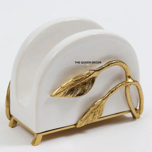 Qualité supérieure, parfait pour la vaisselle et la cuisine, porte-serviettes en forme de feuille, forme carrée, finition élégante or et argent - Product Image 3