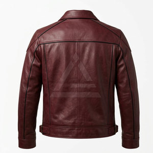 Veste en cuir classique pour homme avec col pointu, fermeture à boutons, poches poitrine et style décontracté contemporain - Product Image 2