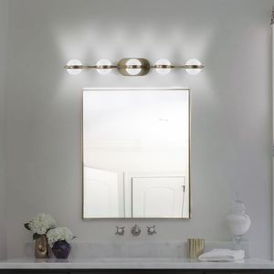 Luminaire de salle de bain à 5 ampoules LED avec abat-jour en acrylique effet sable cristallin, luminaire décoratif mural pour salles de bain - Product Image 4