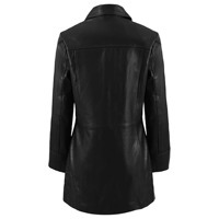 Manteau long classique en cuir d'agneau véritable pour femme, style universitaire, longueur 3/4, doublure satinée, vente en gros