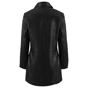 Women Genuine Lambskin Leather <b>Car</b> <b>Coat</b> 3/4 Length Classic Long Leather Overcoat <b>Ladies</b> Fashion Outerwear Wholesale OEM ODM - Product Image 2