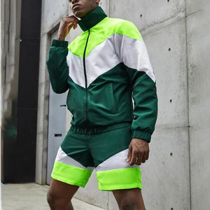 Ensemble veste coupe-vent et short pour homme, léger, à capuche, fermeture éclair intégrale, résistant au vent, vêtements de sport d'extérieur - Product Image 4