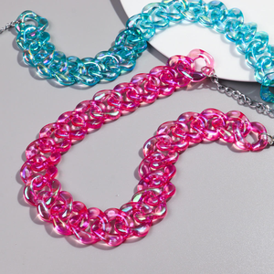 Deslumbrante Collar de Resina Láser de Alta Calidad, Colorido, con Eslabones Grandes y Degradados, Cadena Acrílica, Collar para Mujer, JOYERÍA 2024 - Product Image 3