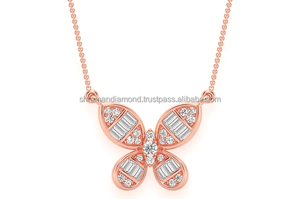 Trendy Custom Butterfly Design Unisex Fashion Jewelry Baguette Cut Moissanite Charms Pendant Necklace 10K Solid Gold Party Gifts - Product Image 6