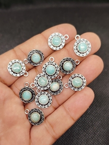 Connecteur de maillons en Amazonite naturelle plaqué or, composant de bijoux DIY, connecteurs électroplaqués, composants de bijoux - Product Image 2