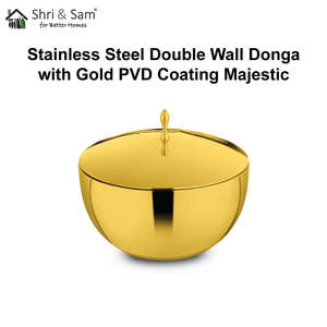 Donga en acier inoxydable à double paroi de qualité supérieure Majestic avec revêtement PVD doré Bols de haute qualité - Product Image 3