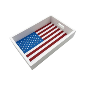 Bandeja para Servir con la Bandera de EE. UU. Lacada a Mano de Alta Calidad, Bandejas para Pastel Estilo Americano para el 4 de Julio, Venta al por Mayor desde Vietnam - Product Image 1