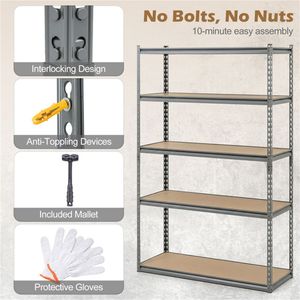 Heavy Duty 5-Tier <b>Garage</b> Shelving Unit with 2200 LBS Load Capacity Boltless Storage <b>Rack</b> - Product Image 2