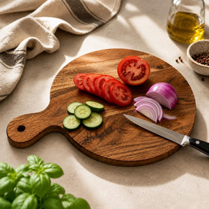 Tabla de Cortar Redonda de Madera para Cocina, Duradera para Cortar y Preparar Alimentos, Superficie de Madera Natural para Uso Doméstico y en Restaurantes - Product Image 3