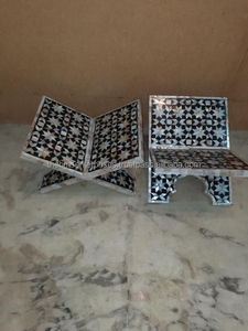 ที่ตั้งคัมภีร์กุรอานฝังมุกที่ทำด้วยมือที่สร้างขึ้นอย่างสวยงามขาตั้งรูปเปลือกหอยทะเลสีดำและสีขาวสำหรับตกแต่ง - Product Image 5