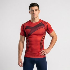Men Athletic Compression Shirt Custom Sports Fitness Gym Workout Half Sleeve Activewear Performance Top - Product Image 1