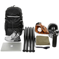 Tas Ransel Baseball Dengan Tempat Tongkat Pemukul, Kompartemen Helm, Tas Olahraga Nylon 50-70L Untuk Penyimpanan Peralatan