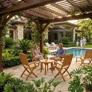 Silla Plegable de Teca Sólida, Clásica y Duradera, Modelo Eden, con Listones, para Exteriores, Ahorra Espacio, Ideal para Patio, Jardín, Parque o Resort - Product Image 6