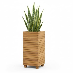 Pot de fleurs en spirale en teck artisanal - Vente en gros depuis l'Inde - Product Image 1