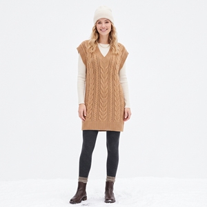 Women's Winter Solid Front Knit Vest <b>Dress</b> Layering Casual Warm Knit Midi <b>Dress</b> OEM ODM Wholesale Factory <b>Custom</b> Logo Low MOQ - Product Image 2