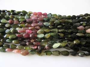 5 Hilos de Turmalina Natural, Perlas Rectas y Lisas Perforadas en Forma de Pera, Turmalina Rosa y Verde, Hilo de Piedras Preciosas - Product Image 3
