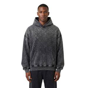 Sweat à capuche personnalisé en coton molletonné gris anthracite délavé, style vintage streetwear urbain - Product Image 1