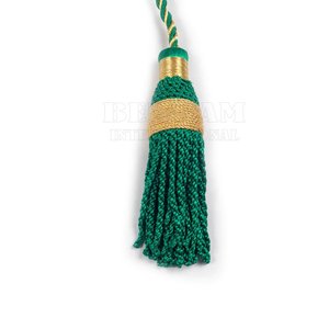Green and Gold Bullion Silk Thread <b>Tassels</b> with Twisted Cord in Mylar Material for Garments Decorations <b>Curtains</b> Cellphones - Product Image 2