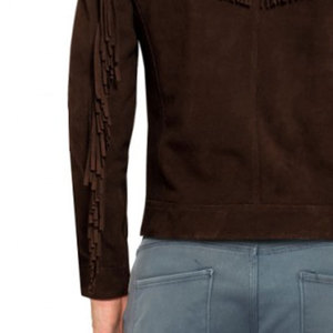 Men's Luxury Genuine <b>Suede</b> Leather Fringe Winter <b>Jacket</b> Plain Dyed Style Durable Construction Custom Sizes OEM Branding - Product Image 4