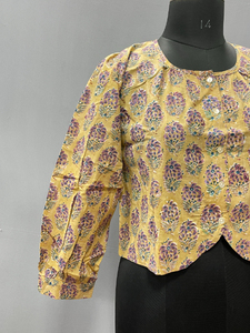 Women's Hand Block Printed Cotton Maxi top Comfortable Breathable Eco-friendly Elegant Designs Bohemian Japan Floral for Girls - Product Image 2