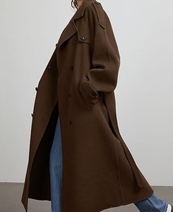 Trench Coat Long Wool <b>Overcoat</b> <b>Winter</b> Formal Business Windproof for Women OEM Custom Loose Fit Trench Coat Wholesale Breathable - Product Image 4