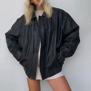 Chaquetas de cuero negras para mujer, estilo oversized, transpirables, para otoño y primavera, en oferta. - Product Image 5