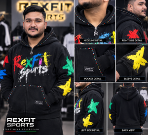 Custom unisex Black Graphic <b>Full</b> <b>Zip</b> <b>Hoodie</b> Heavyweight Fleece Streetwear Custom Logo Design OEM Wholesale Casual Fashion - Product Image 6