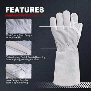 Leather Welding <b>Gloves</b> Durable Anti-Slip Breathable Flexible Heat/Fire Resistant for BBQ <b>Oven</b> Grill Fireplace Tig Mig - Product Image 5