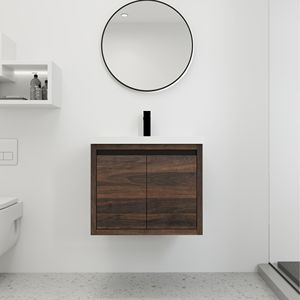 Mobile Bagno da 24 Pollici con Ante a Chiusura Ammortizzata e Lavabo Integrato, Design a Sospensione, Imballaggio KD W128650530 - Product Image 2