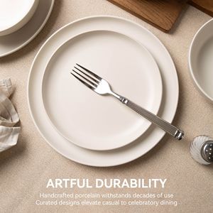 Set di Stoviglie in Gres Non Tossico da 12 Pezzi, Adatto a Microonde e Lavastoviglie, Include Tazze, Piatti e Ciotole - Design Impilabile - Product Image 6