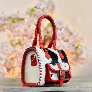 Bolso de mano de cuero vacuno de lujo con asas trenzadas y correa cruzada con cierre de cremallera - Product Image 3