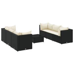 Set di 6 Pezzi per Salotto da Giardino in Nero e Bianco Crema - Product Image 2
