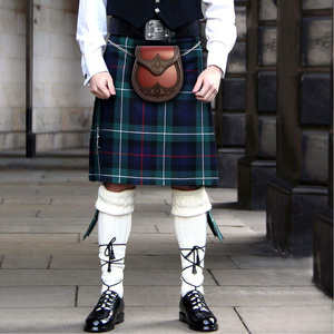 Genuine Hide Scottish Day Sporran Traditional Brogueing 3 Styles High-Quality Handmade with Sporran <b>Waist</b> <b>Chain</b> - Product Image 2