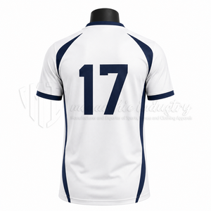 Camiseta de Fútbol Ligera, Transpirable y de Secado Rápido, Blanca y Azul Marino, Personalizable con Nombre de Equipo, Unisex - Product Image 2