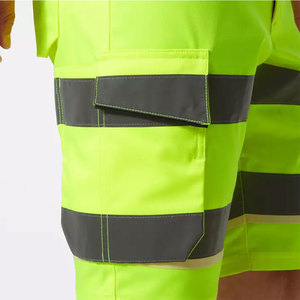 Shorts de travail pour hommes, haute visibilité, 100% coton, avec bandes réfléchissantes, séchage rapide, pour travaux de construction - Product Image 3