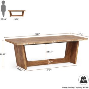 Escritorio de Madera Sólida de 70.87 Pulgadas con Pedestal, Escritorio Grande para Oficina en Casa, Escritorio de Estudio Industrial de Madera para Computadora - Product Image 4