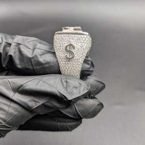 Anillo Personalizado con Iniciales, Plata 925, Moissanita, Engaste Pavé, Estilo Cóctel, Hip Hop, Anillo de Sello para Hombre - Product Image 4