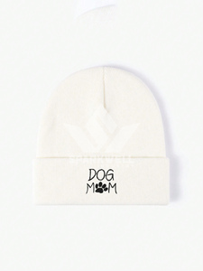 Gorro unisex negro con bordado de mamá de perro, gorro de invierno informal para adultos, 56-58 cm - Product Image 2