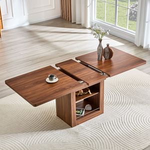 Tavolo da Pranzo Rettangolare Allungabile in Noce 150-180 cm con Spazio Contenitore e Funzione Estraibile, Tavolo da Cucina - Product Image 3