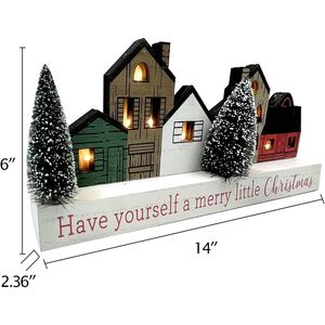 Décorations de Noël rustiques en bois pour table, style ferme, avec lumières LED et minuterie, pour la maison et les fêtes de Noël. - Product Image 2