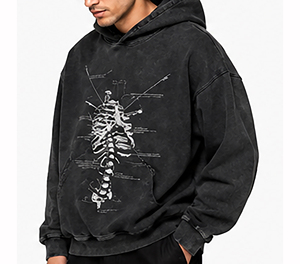 Sweat-shirt à capuche de luxe noir pour homme, coupe oversize, en coton épais, style streetwear hiver, chaud et tendance - Product Image 4