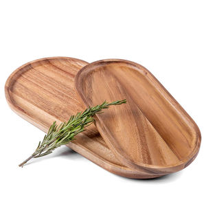 Ensemble de plateaux de service en bois d'acacia, 2 pièces, forme ovale, écologiques, durables, pour charcuterie, fromage, pain, fruits, légumes, et sauces - Product Image 1