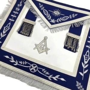 Custom Embroidered 3D <b>Sew</b>-On Masonic Badge Blue White Classical Style Freemason Regalia Ceremonial Accessory Lodge Shape Master - Product Image 5